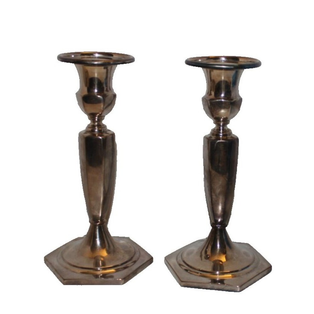 Vintage Wilcox Silver Candlestick Pair 10 in Tall Mantel Decor
